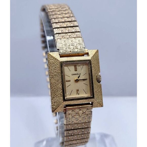Caravelle Windup Gold Tone Rectangle Mechanical Women\'s Watch main image 4